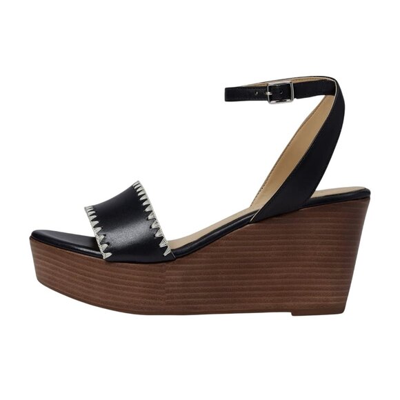 Jack Rogers Women Black Ankle Strap Platform Wedge Sandals SZ 8.5 Flagler Stitch - Picture 10 of 16